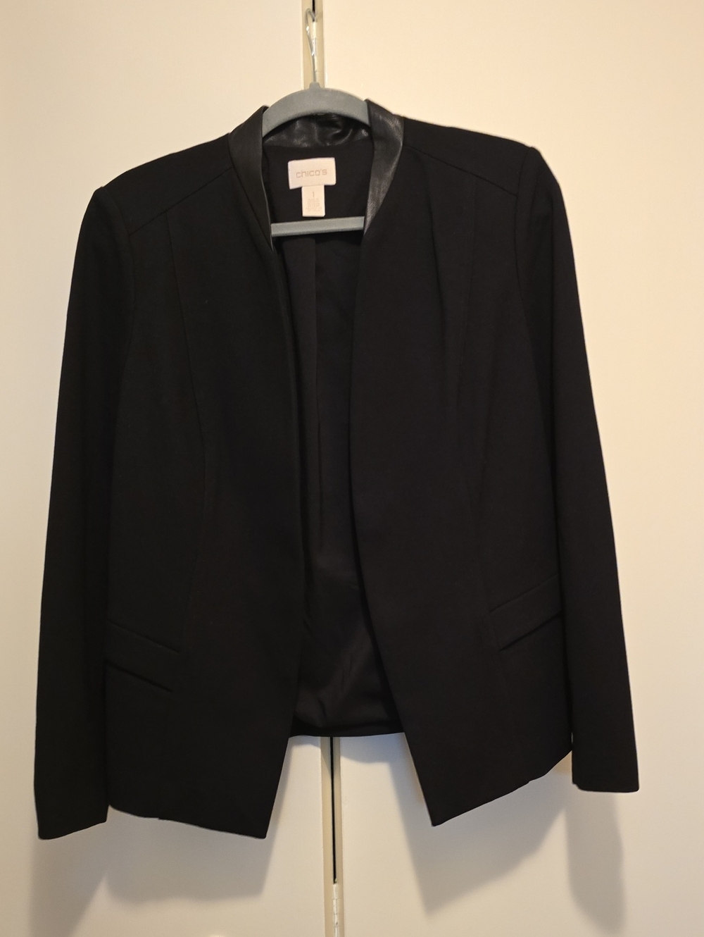 Chico's Black Open-Front Collarless Blazer